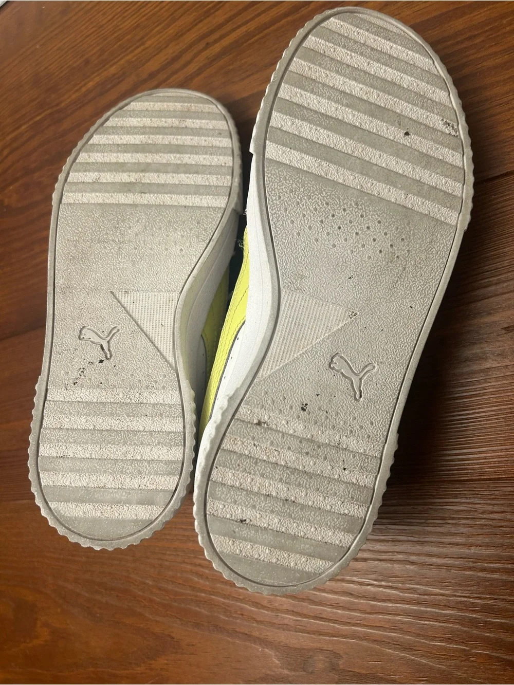 Puma Kids White Sneakers with Light Green Accents